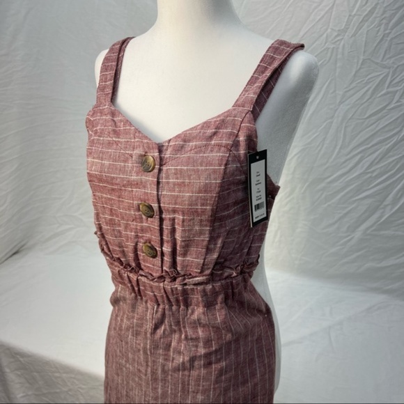 Romeo & Juliet Couture NWT Button Linen Jumpsuit wide leg lagenlook striped S - Picture 2 of 14